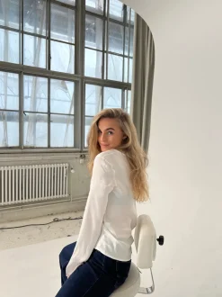 Denisi satinbluse - Hvid