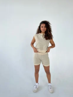 Diamanta comfy sæt - Beige/grøn