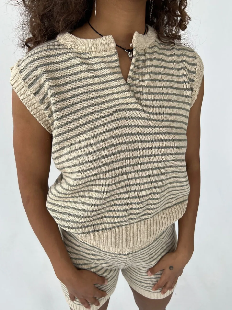 Diamanta comfy sæt - Beige/grøn