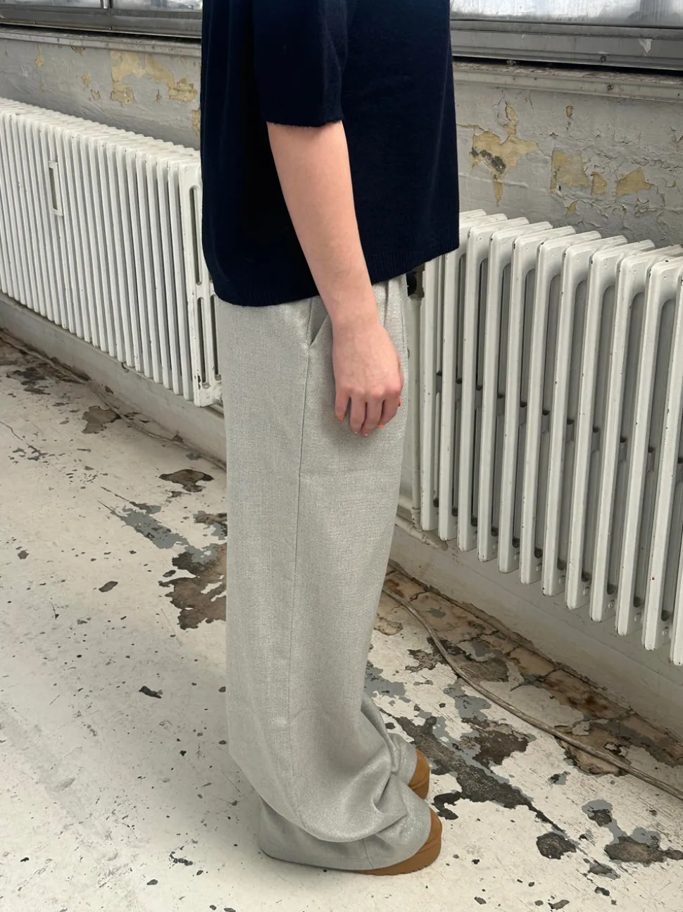 Donna oversized glimmer bukser - Lysegrå