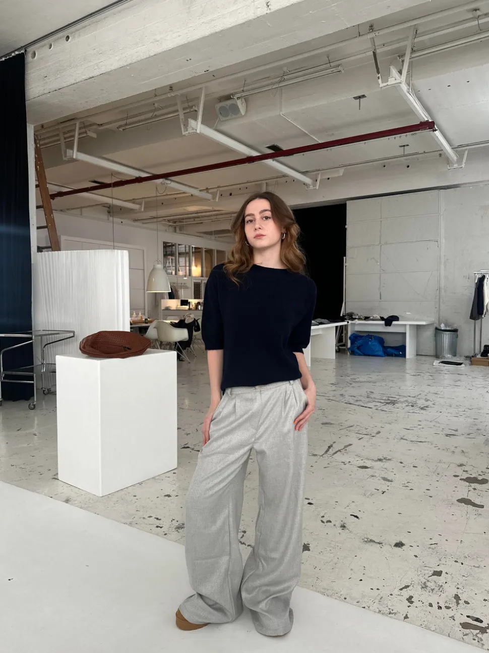 Donna oversized glimmer bukser - Lysegrå