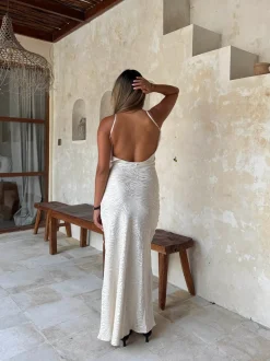 Donnia maxikjole i silke - Off white