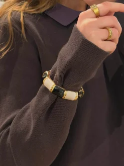 Ebony armbånd med striber - Sort/hvid