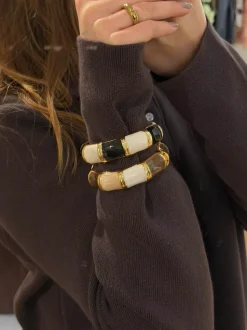Ebony armbånd med striber - Sort/hvid