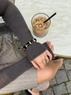Ebony armbånd med striber - Sort/guld