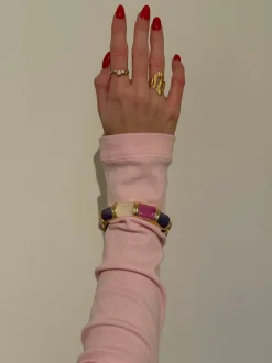 Ebony armbånd med striber - Lilla/rosa/hvid