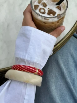 Eivora armbånd med striber - Rød/guld