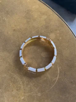 Eivora armbånd med striber - hvid/guld