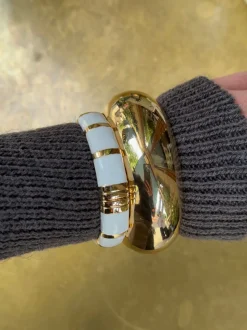 Eivora armbånd med striber - hvid/guld