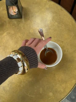 Eivora armbånd med striber - hvid/guld
