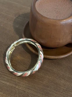 Eivora armbånd med striber - Rosa/lyserød/brun/guld