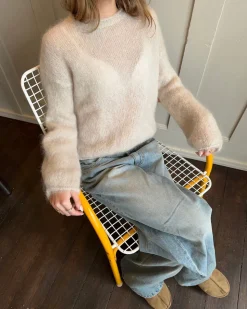Elara mohair striktrøje - Beige