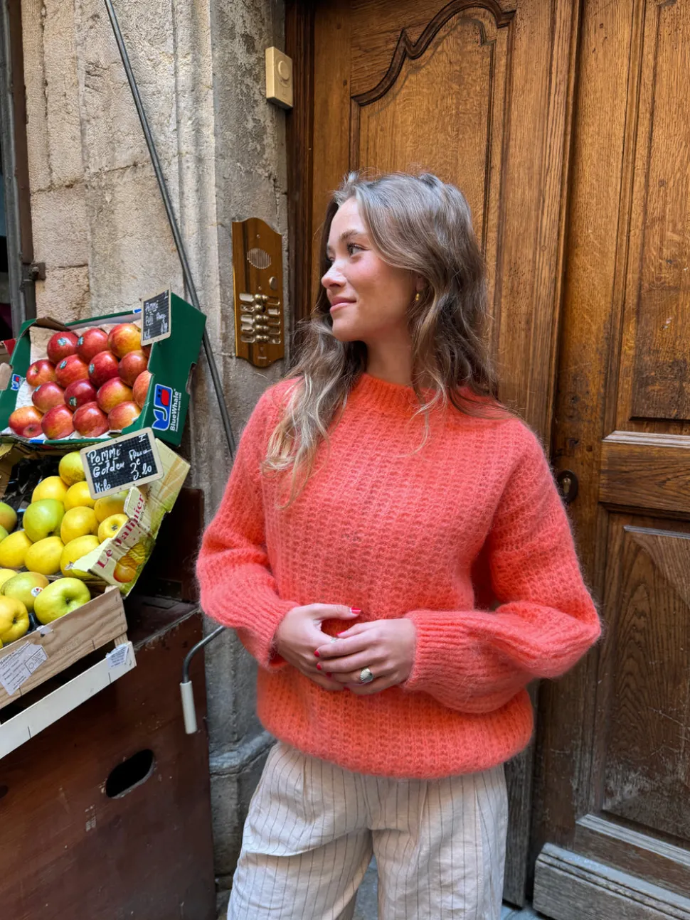 Elina striktrøje - Koral orange