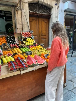 Elina striktrøje - Koral orange