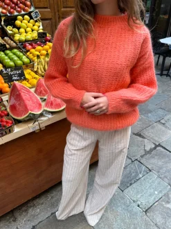 Elina striktrøje - Koral orange