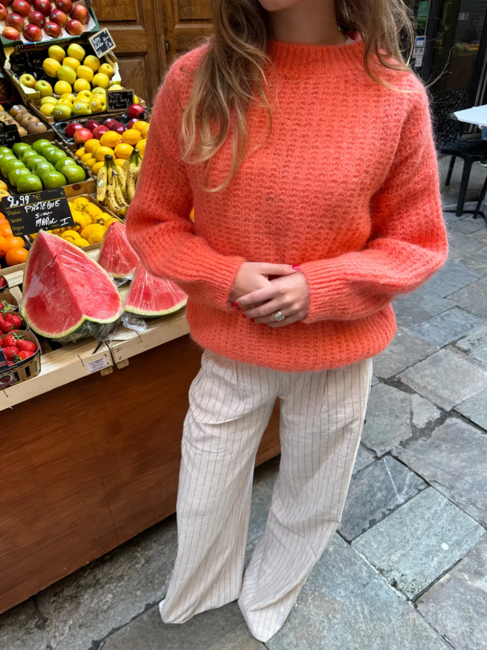 Elina striktrøje - Koral orange
