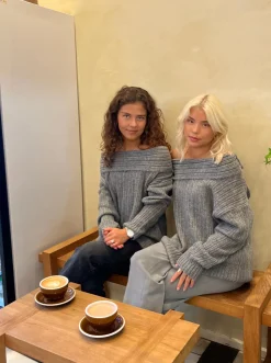 Elinor off shoulder strik - Grå