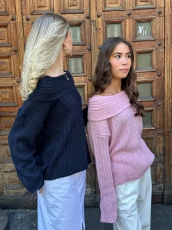 Elinor off shoulder strik - Lyserød