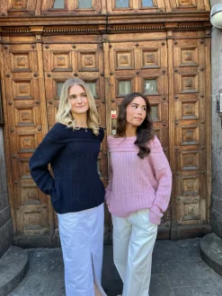 Elinor off shoulder strik - Lyserød