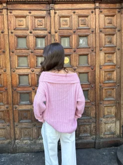 Elinor off shoulder strik - Lyserød