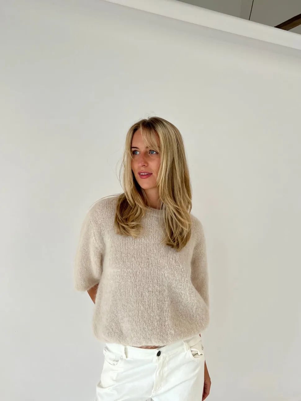 Elise t-shirt strik - Beige