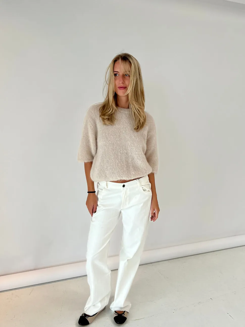 Elise t-shirt strik - Beige