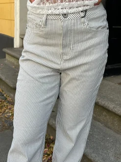 Elsa stribede jeans - Hvid