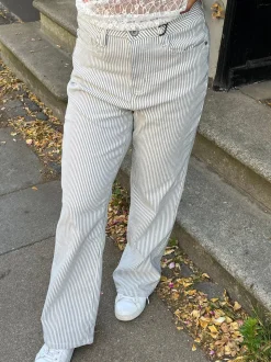 Elsa stribede jeans - Hvid