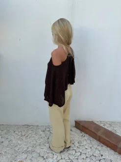 Emilie poncho med glimmer - Brun