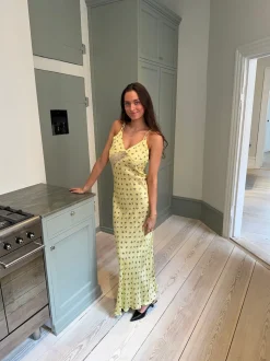 Emily maxikjole med blomster - Gul
