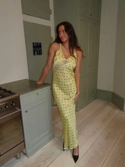 Emily maxikjole med blomster - Gul