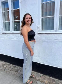 Emma stribede cowboy bukser - blå/hvid