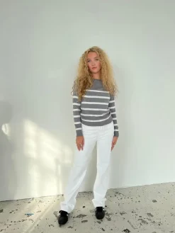 Emmy striktrøje - Grå/hvid