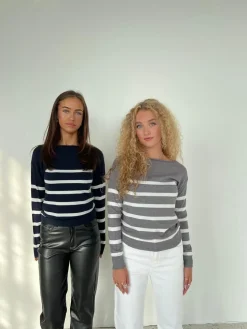 Emmy striktrøje - Grå/hvid