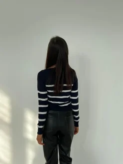 Emmy striktrøje - Navy/hvid