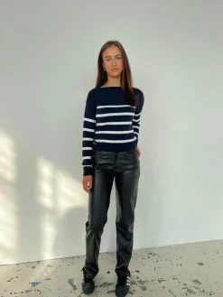 Emmy striktrøje - Navy/hvid