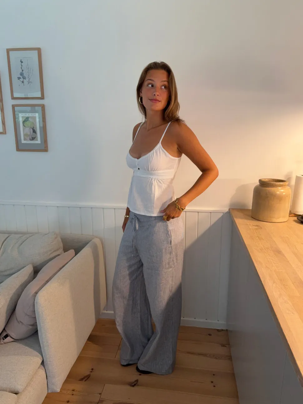 Esmerina stribede bukser - Blå/hvid