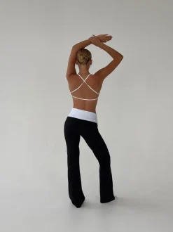 Essential folded yoga pants - Jet black/cloud
