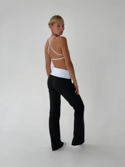 Essential folded yoga pants - Jet black/cloud