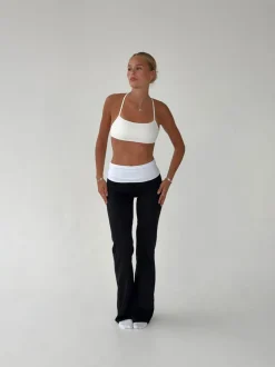 Essential folded yoga pants - Jet black/cloud
