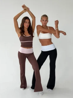 Essential folded yoga pants - Jet black/cloud