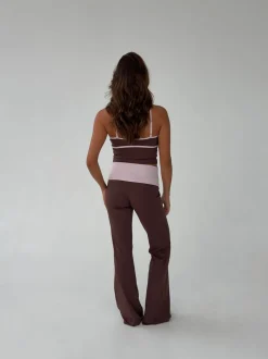 Essential folded yoga pants - Espresso/candyfloss
