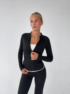 Essential zip up jakke - Jet black