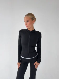 Essential zip up jakke - Jet black