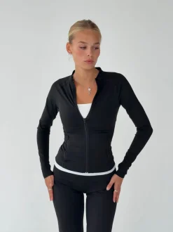 Essential zip up jakke - Jet black