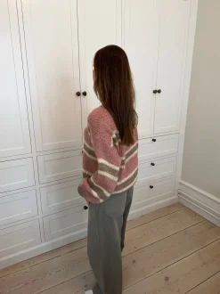 Evelina striktrøje - Pink/gul/brun
