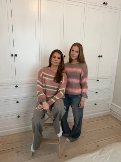 Evelina striktrøje - Pink/gul/brun