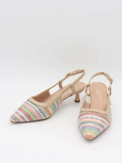 Fantella slingback hæle med mønster - Multifarvet