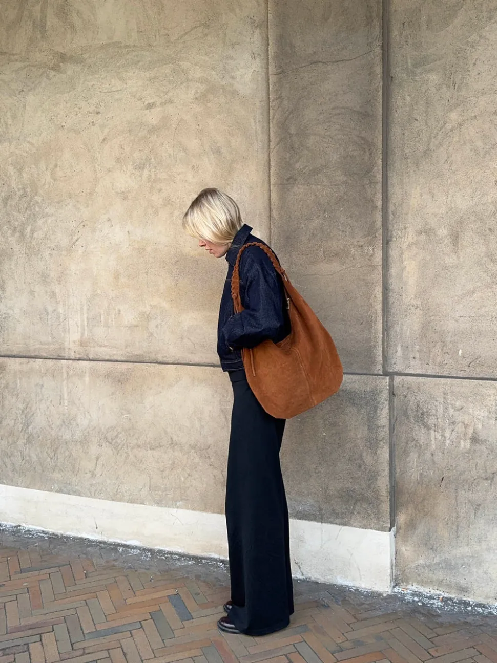 Fiala suede taske - Brun