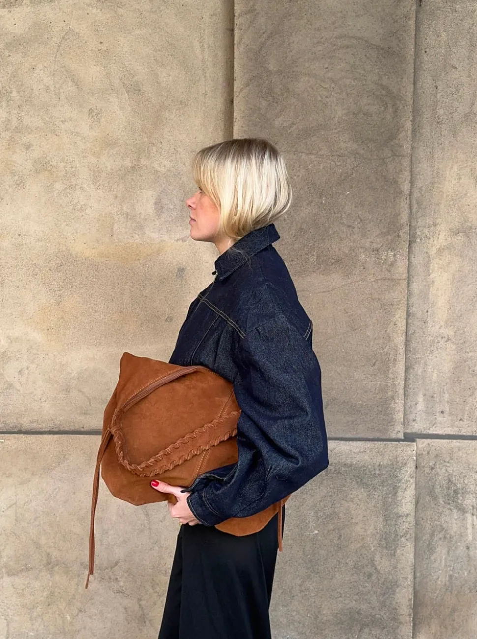 Fiala suede taske - Brun